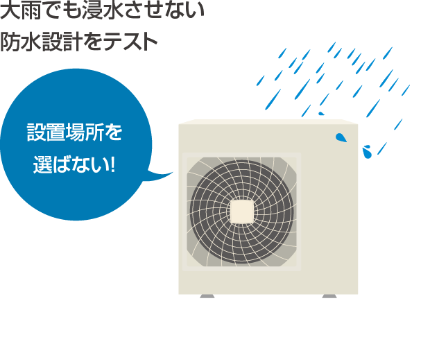 大雨でも浸水させない防水設計をテスト
